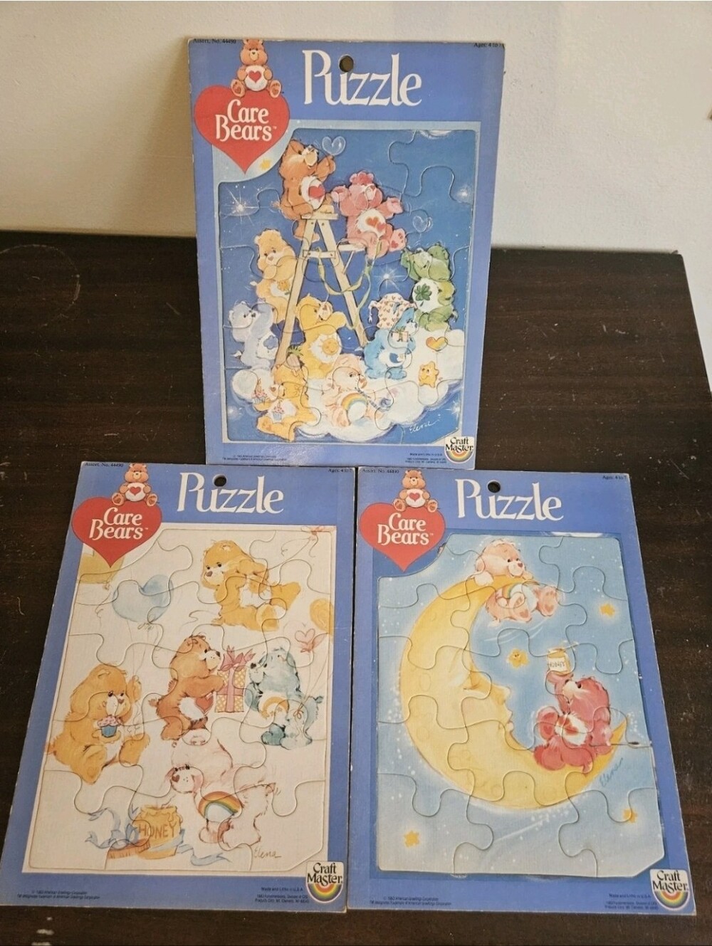 Vintage Puzzle Lot CARE BEARS USA Craftmaster. 3 Puzzles. 1983. Nice!